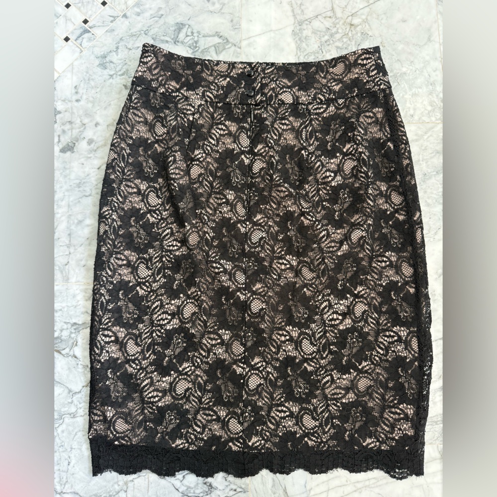 Black lace pencil skirt